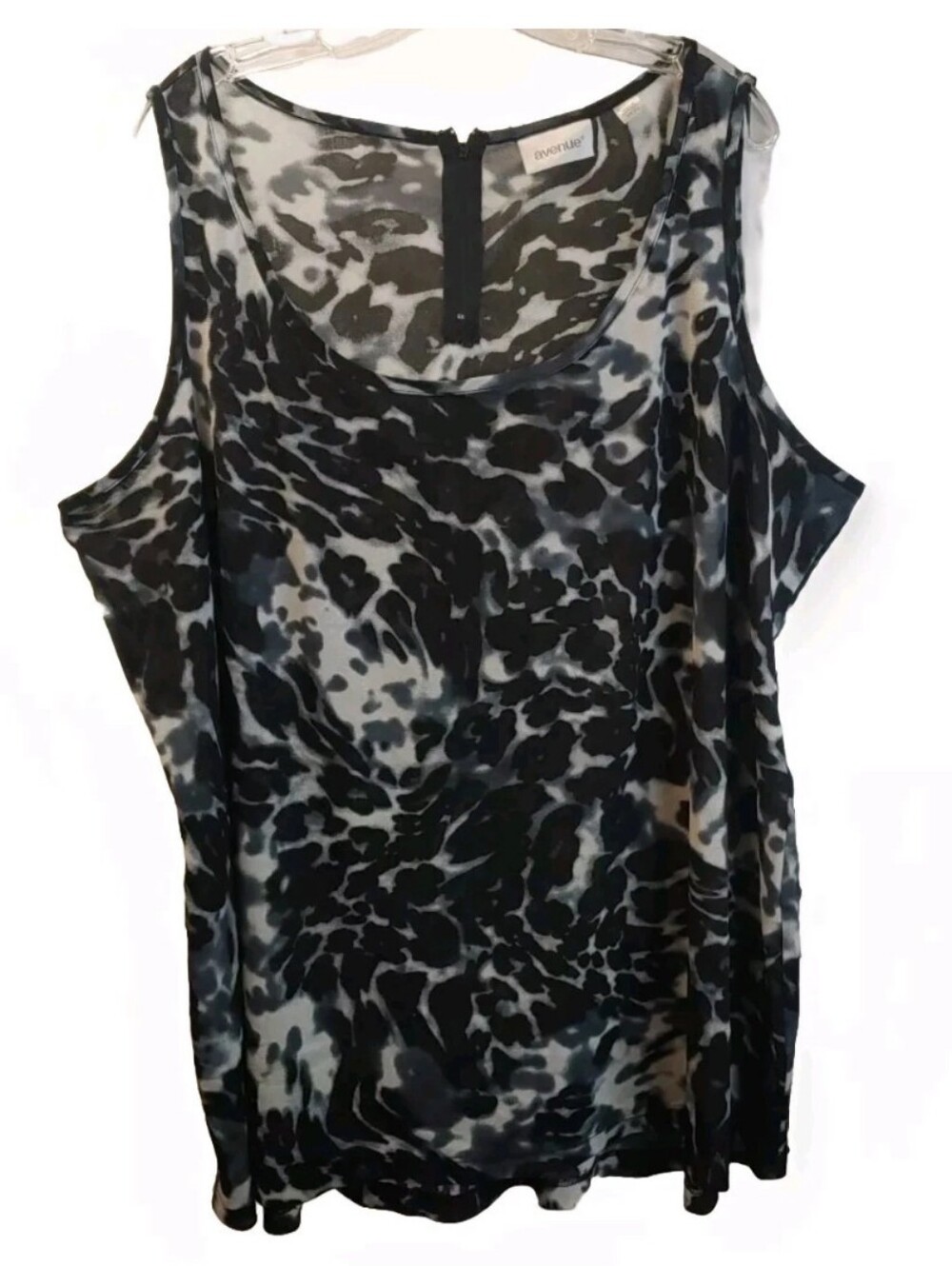 Avenue Leopard Burnout Tunic Top Plus 6X 30/32W Black Boho Fairy Coastal Cowgirl